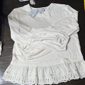 Cupio Ivory Long Sleeve Top with Lace Detail